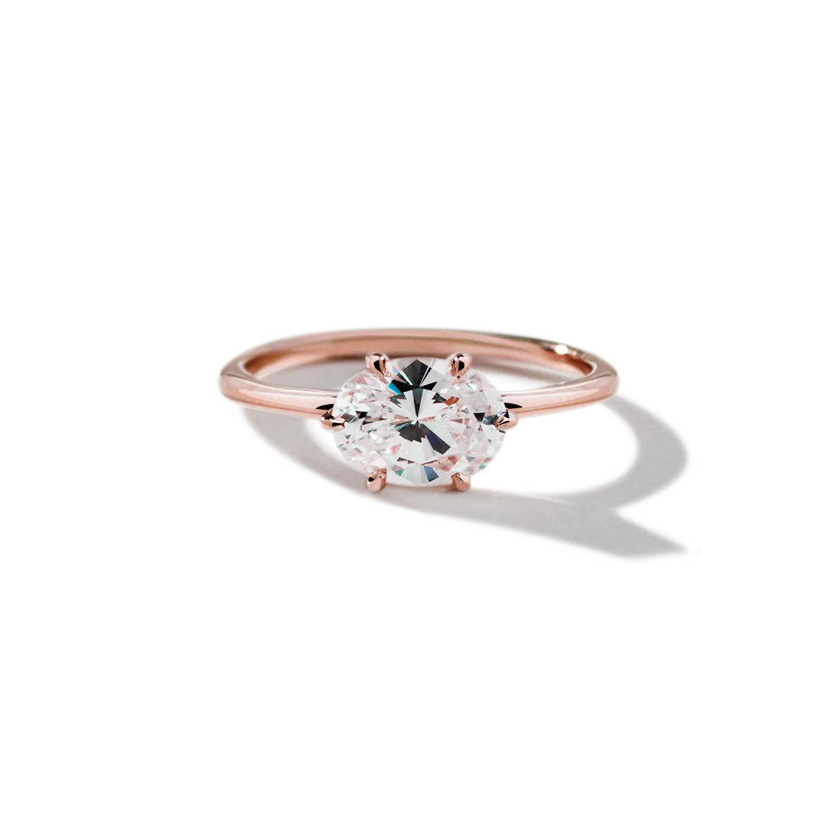 Horizontal Diamond Engagement Ring