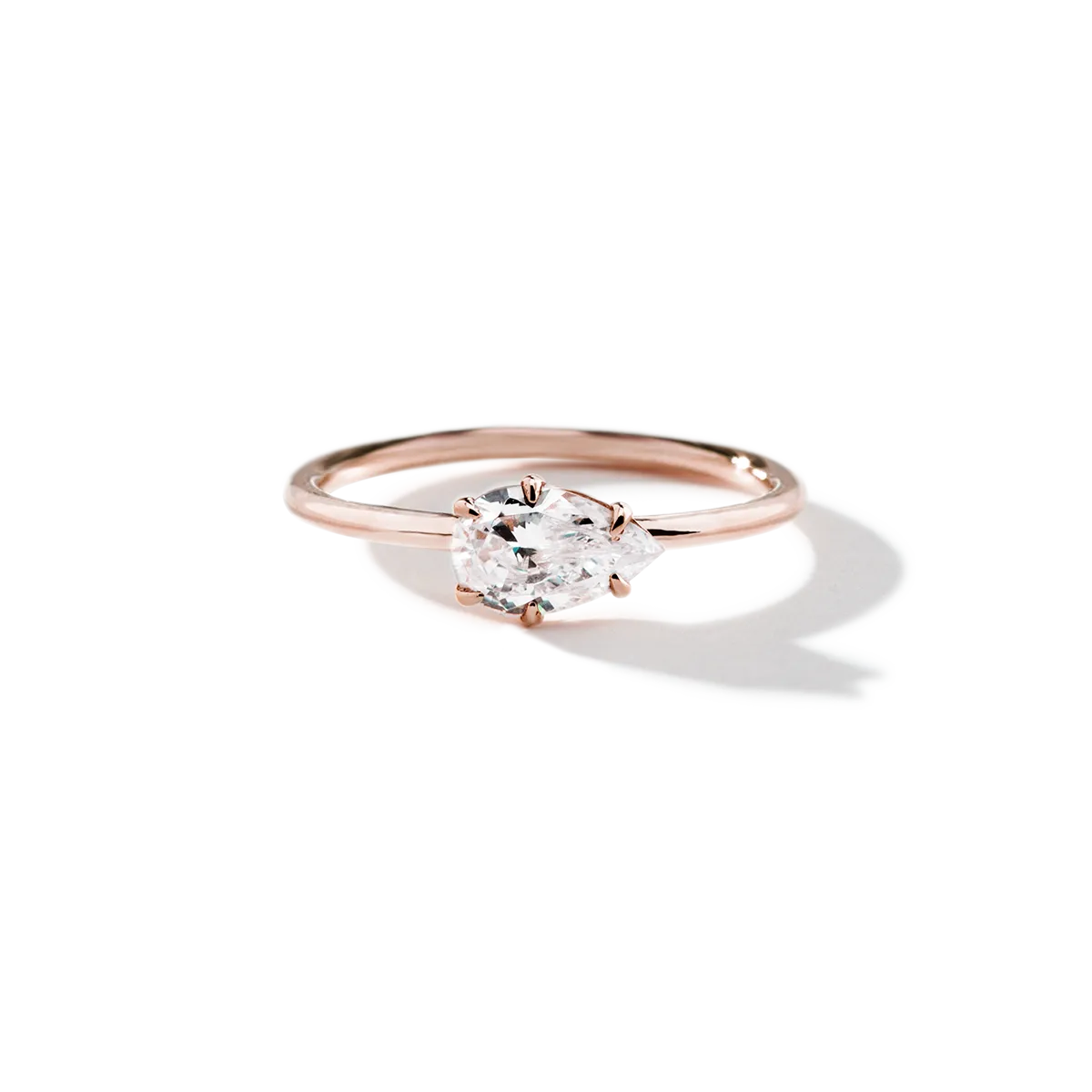 Horizontal Diamond Engagement Ring
