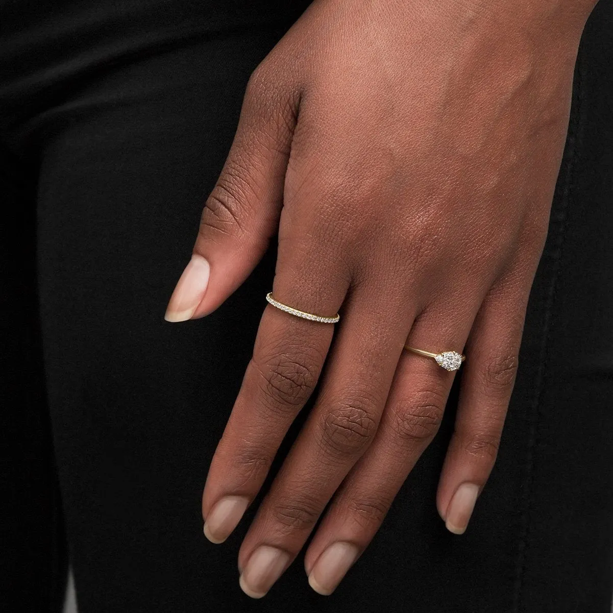 Horizontal Diamond Engagement Ring