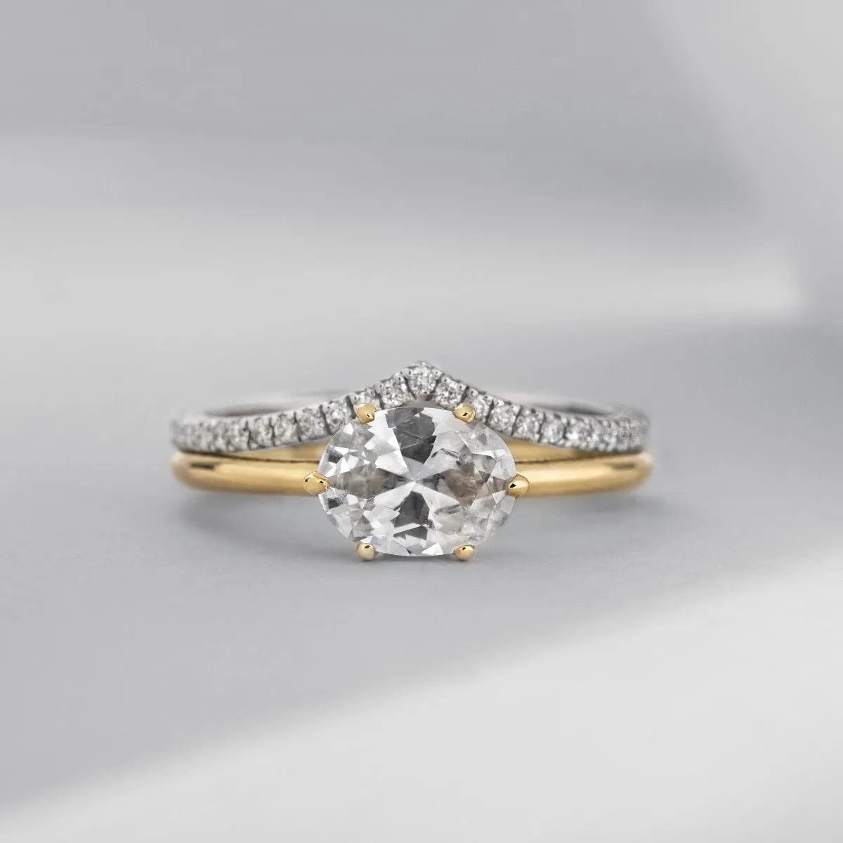 Horizontal Diamond Engagement Ring