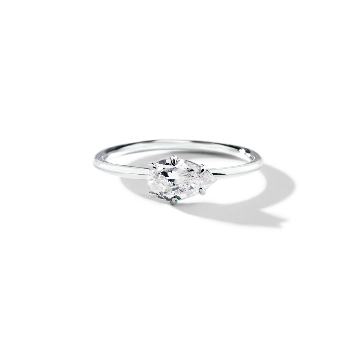 Horizontal Diamond Engagement Ring