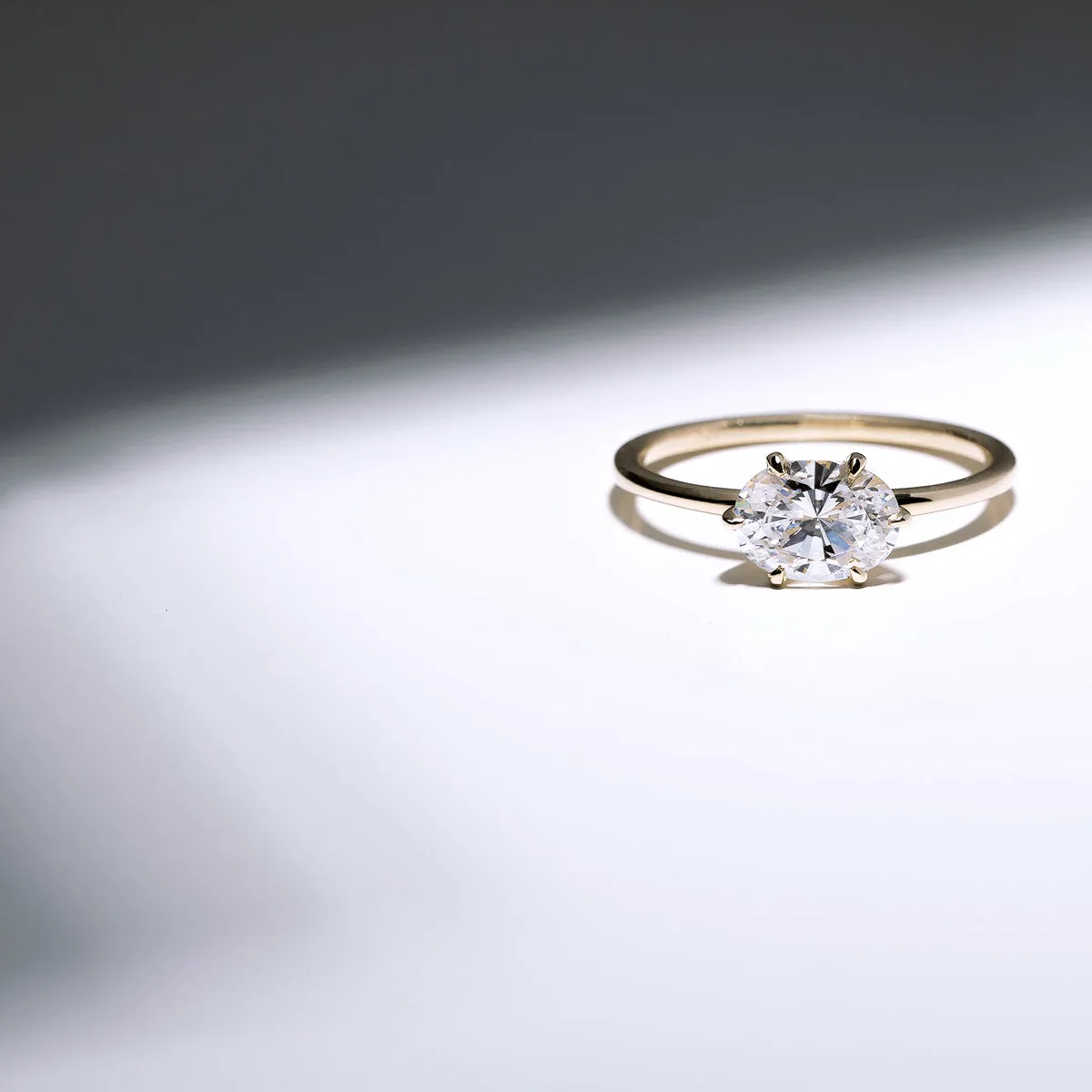 Horizontal Diamond Engagement Ring