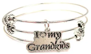 I Love My Grandkids Triple Style Expandable Bangle Bracelet
