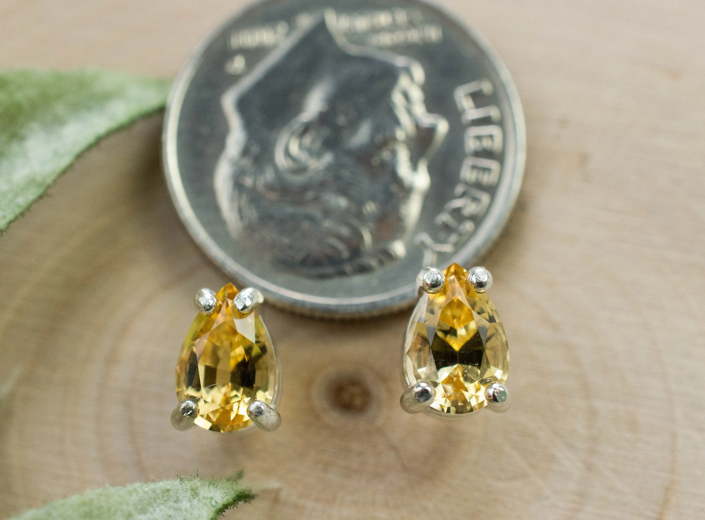 Imperial Topaz Earrings; Natural Untreated Brazil Topaz; 1.350cts
