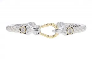 Italian Sterling Silver Bracelet with 0.30ct. diamonds and 14K solid yellow gold accents