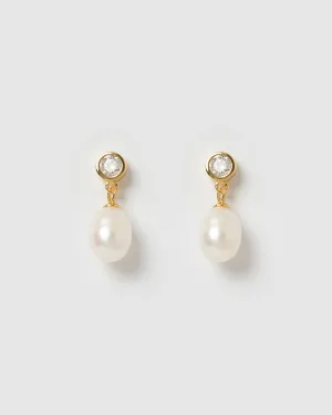 Izoa Everlee Earrings Gold Pearl