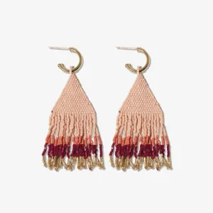 James Mini Gold Hoop Colorblock Beaded Fringe Earrings