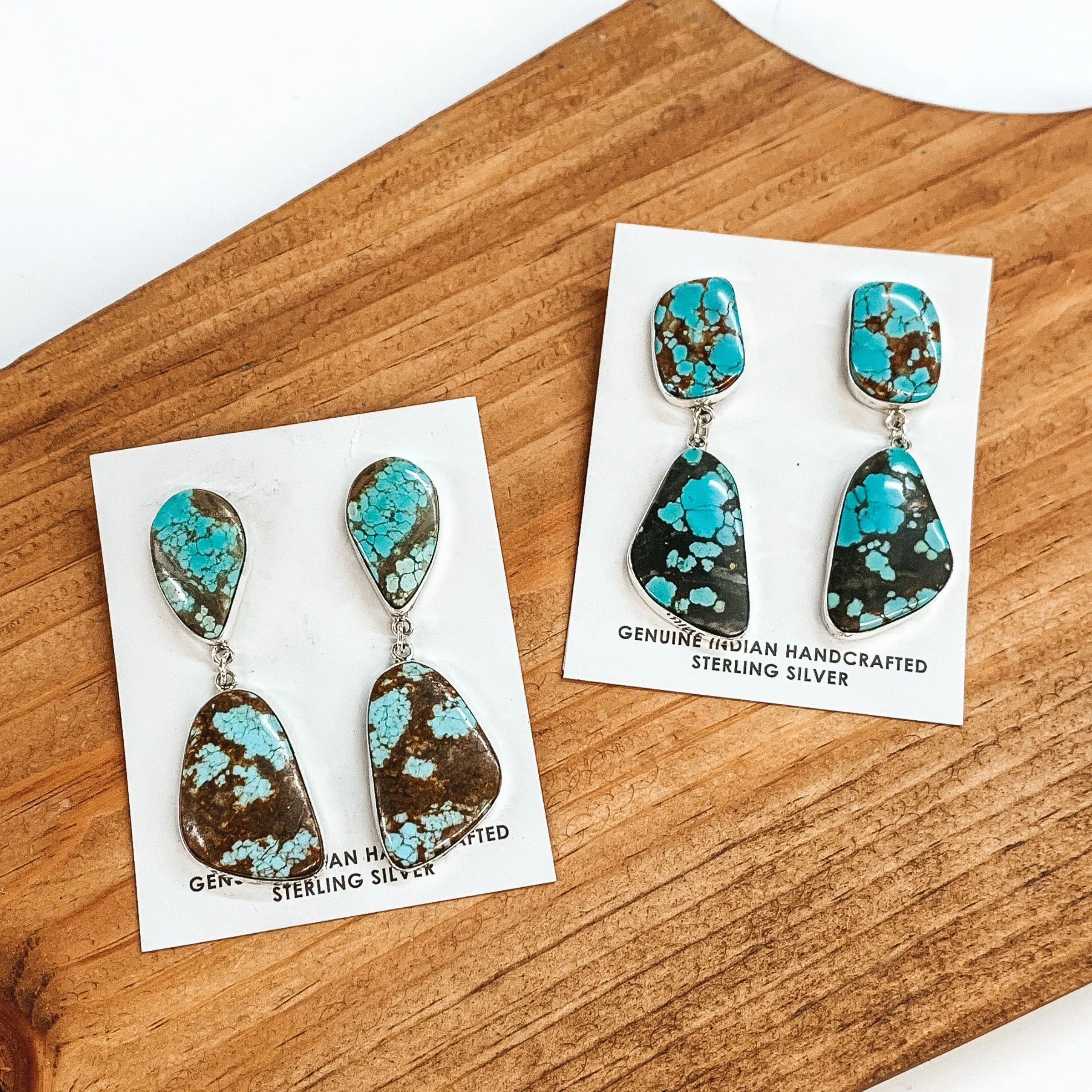 JB | Navajo Handmade Sterling Silver and Turquoise Drop Earrings