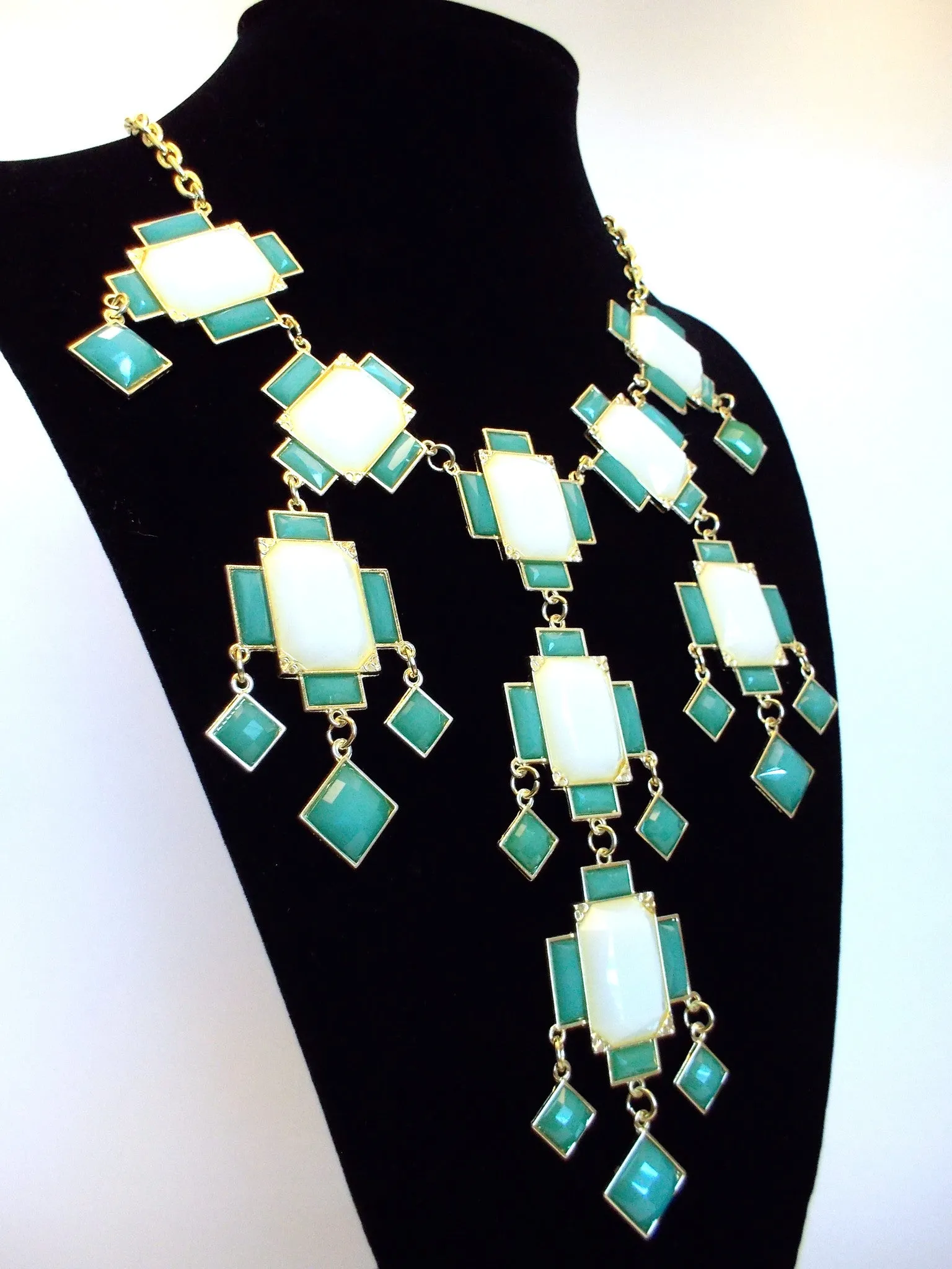 Jeweled Gemstone Deco Bauble Statement Necklace