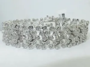 Jewellery Kingdom Ladies Wide Cubic Zirconia Statement 7 Inch Bracelet (Silver)