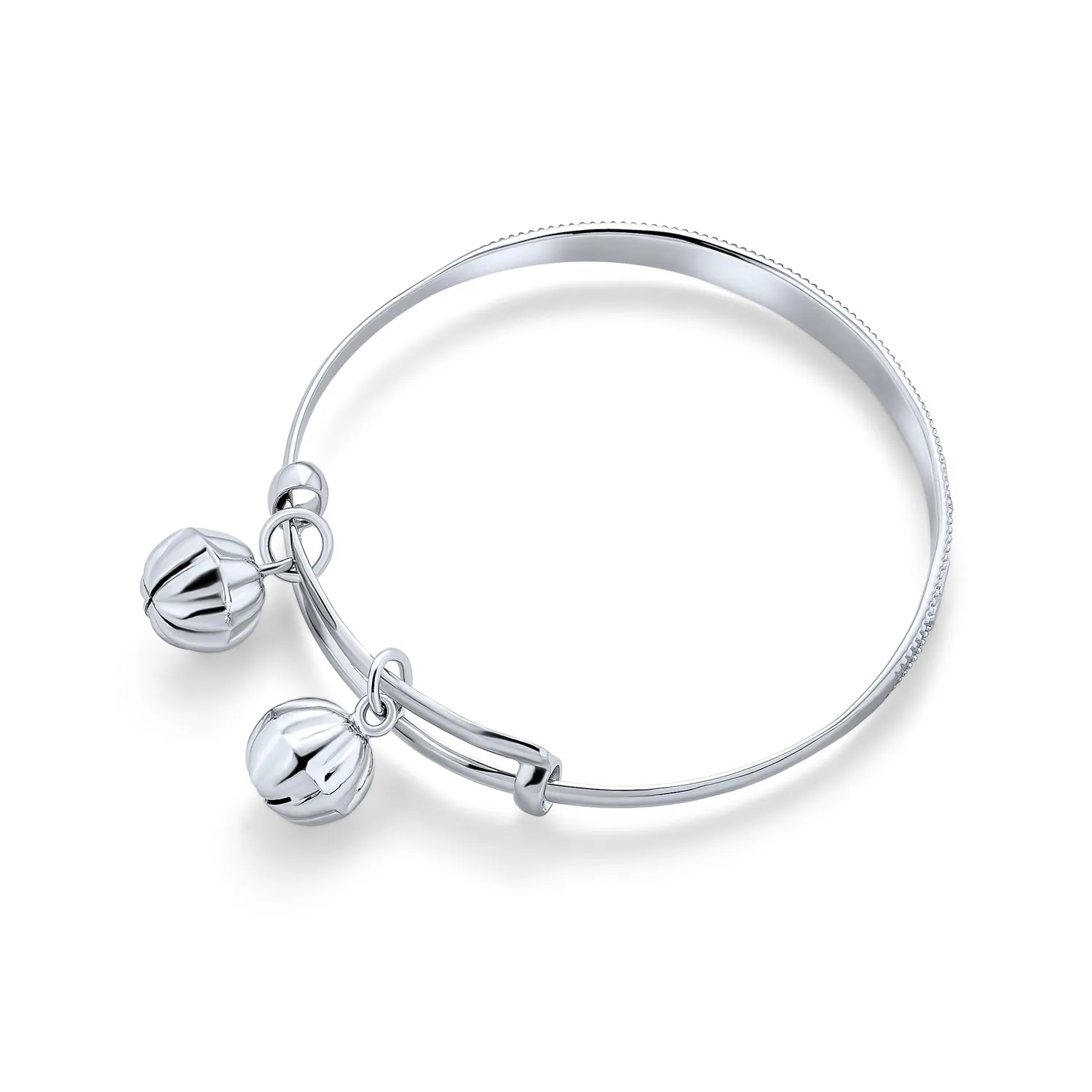 Jingle Bells Bangle Bracelet .925 Sterling Silver Bells Silver Plated