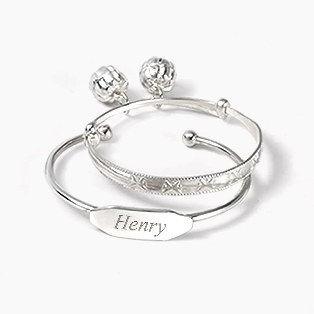 Jingle Bells Bangle Bracelet .925 Sterling Silver Bells Silver Plated