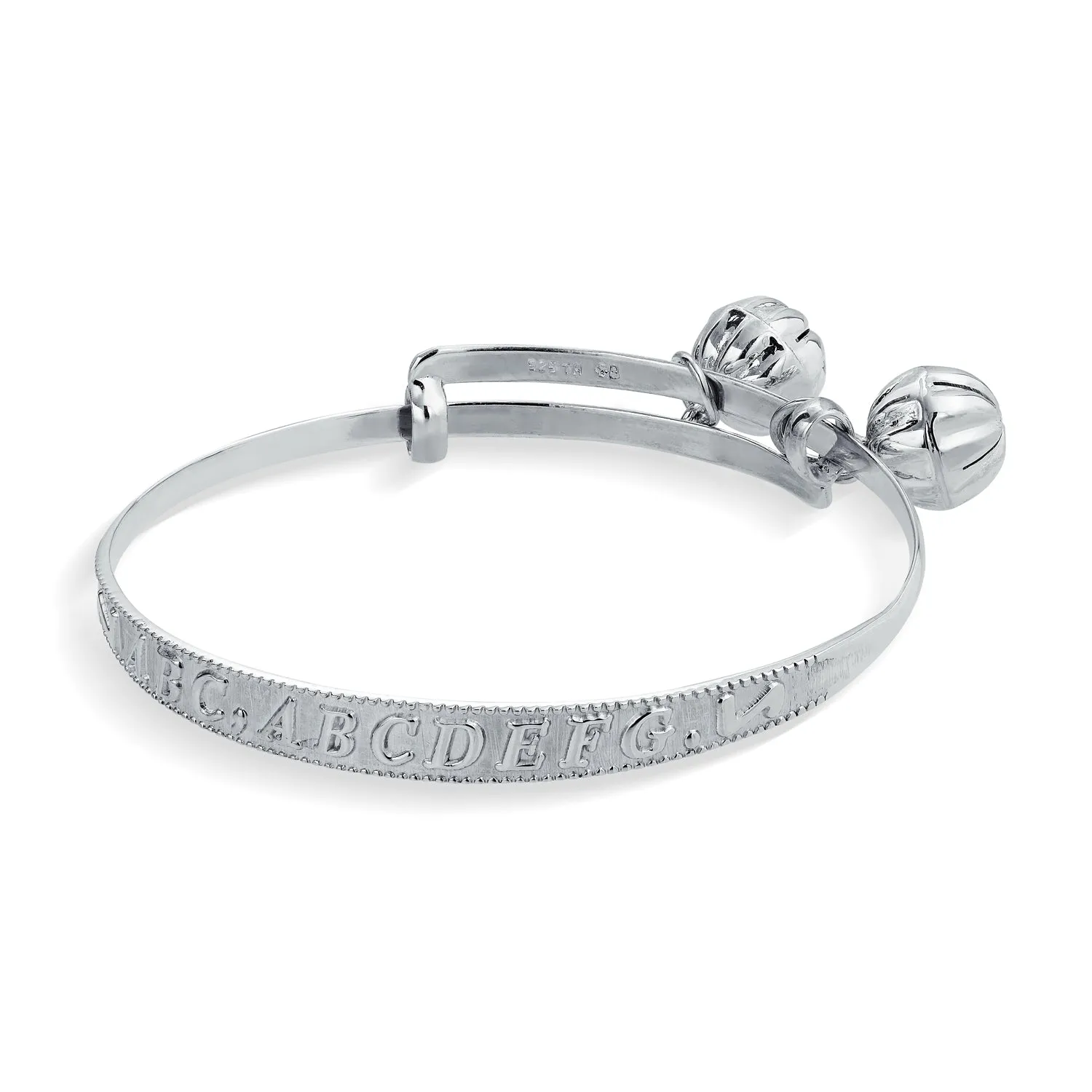 Jingle Bells Bangle Bracelet .925 Sterling Silver Bells Silver Plated