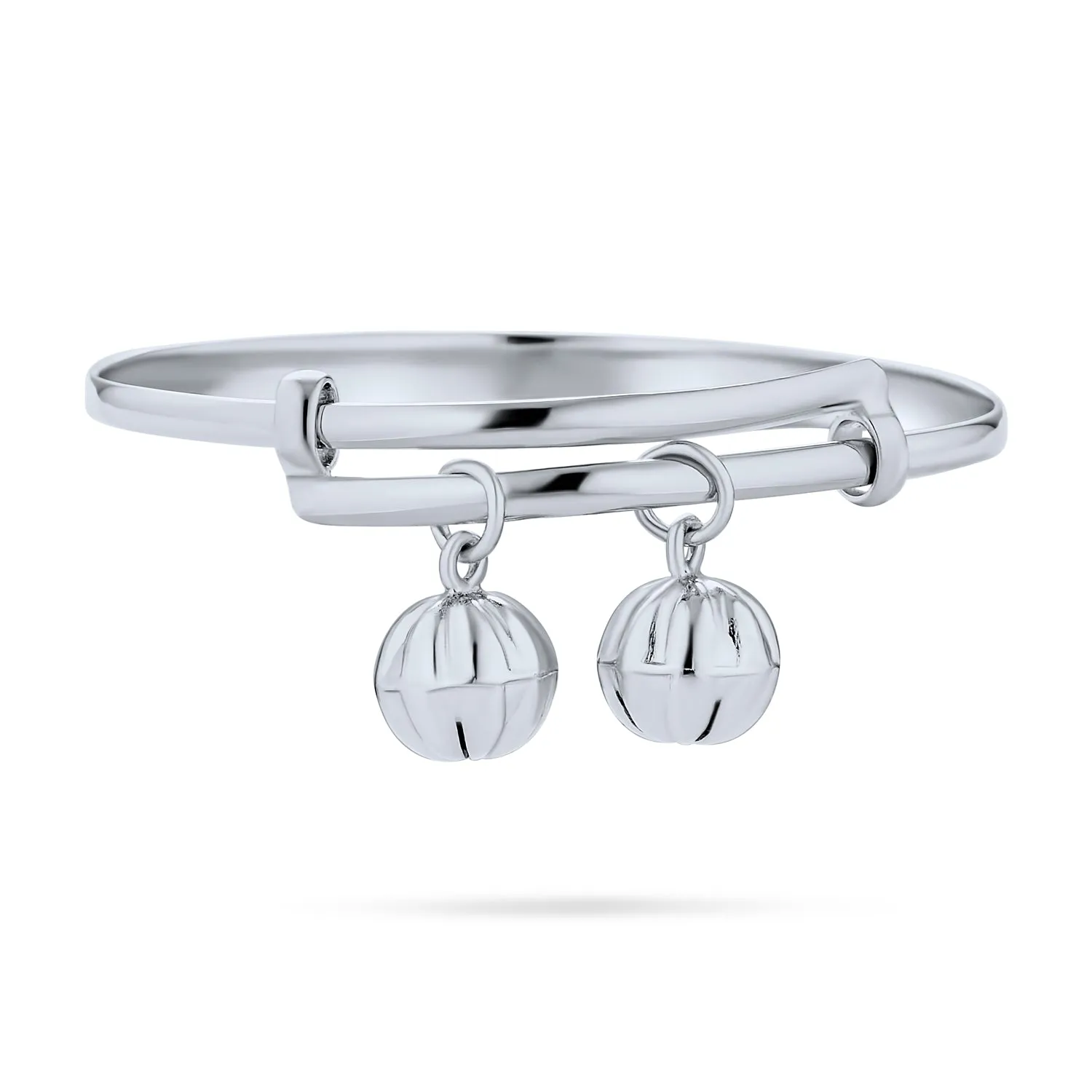 Jingle Bells Bangle Bracelet .925 Sterling Silver Bells Silver Plated