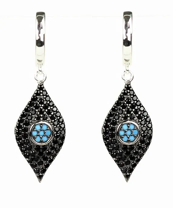 LAYLA EVIL EYE STERLING SILVER EARRINGS