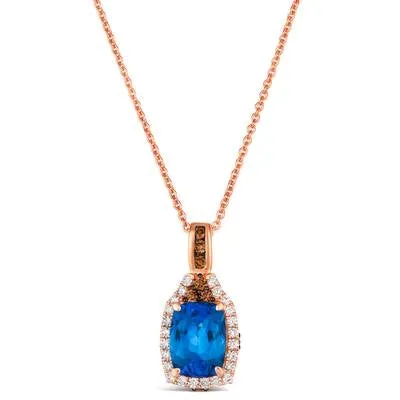 Le Vian 14K Strawberry Gold Blueberry Tanzanite and Vanilla and Chocolate Diamond Necklace