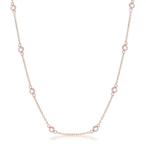 Lecia 16” Rosegold CZ Round Bezel Saturn Necklace