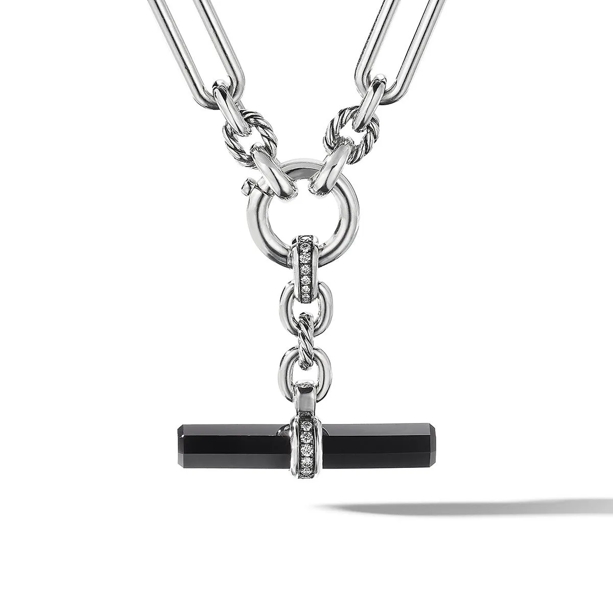 Lexington Chain Link Necklace with Black Onyx and Diamonds