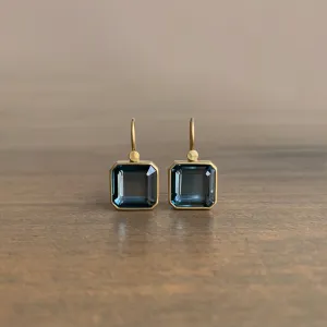 London Blue Topaz Octagon Cube Drop Earrings
