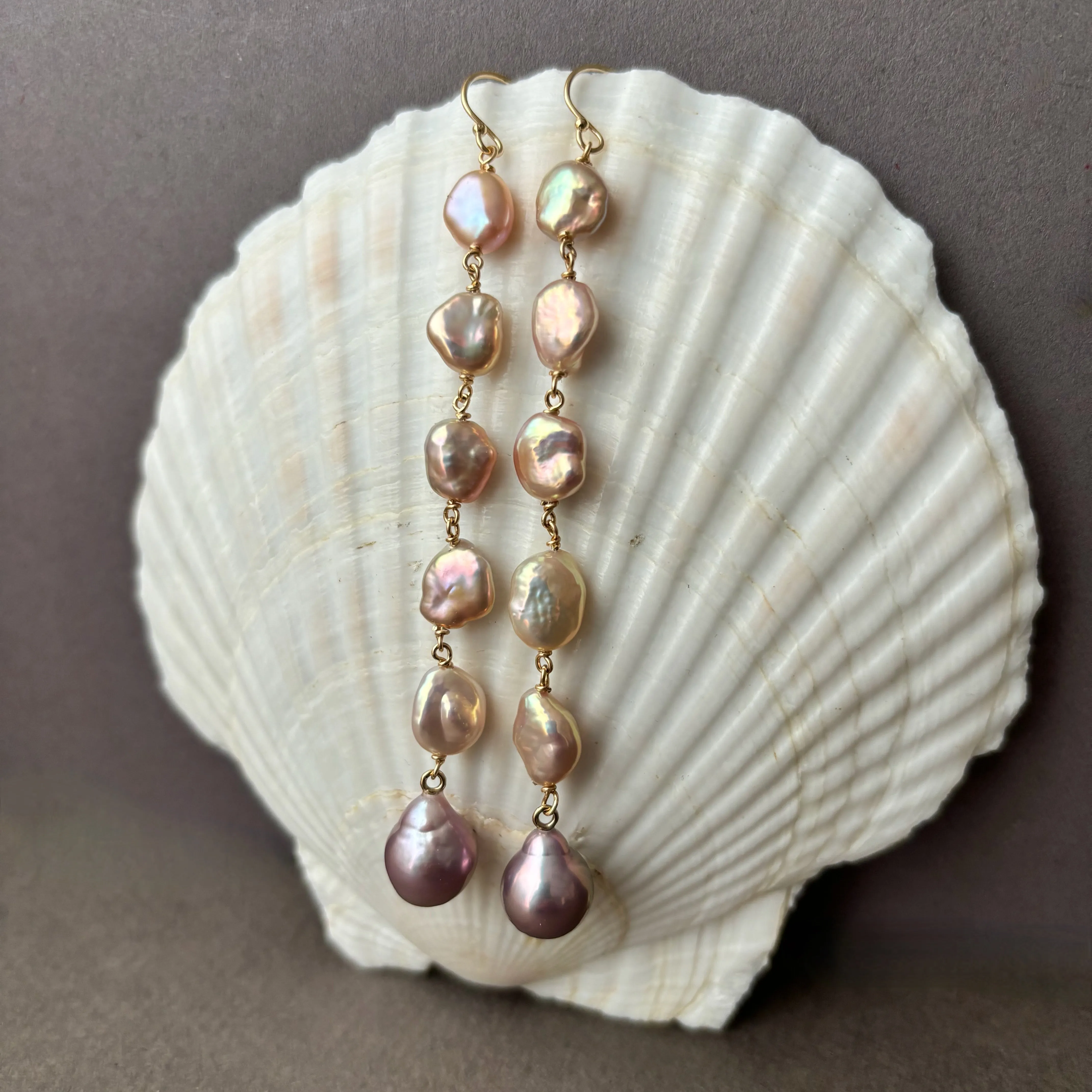long and lustrous pearl earrings