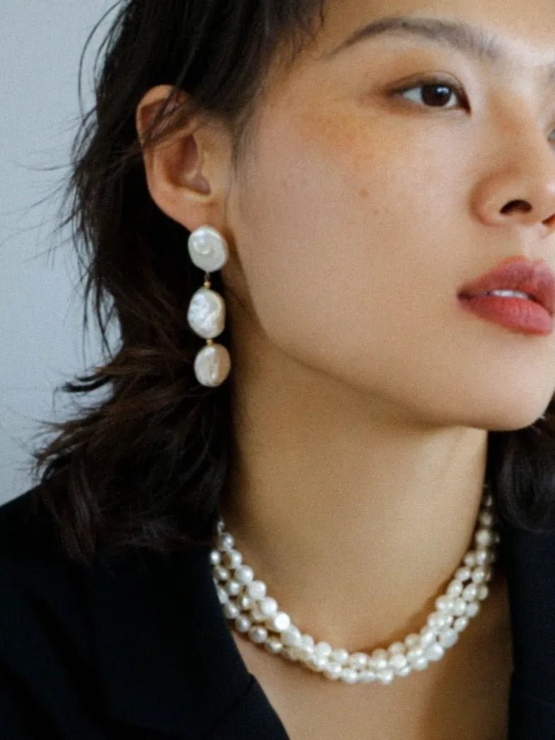 Long Baroque Pearls Earrings