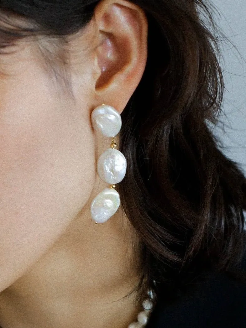 Long Baroque Pearls Earrings