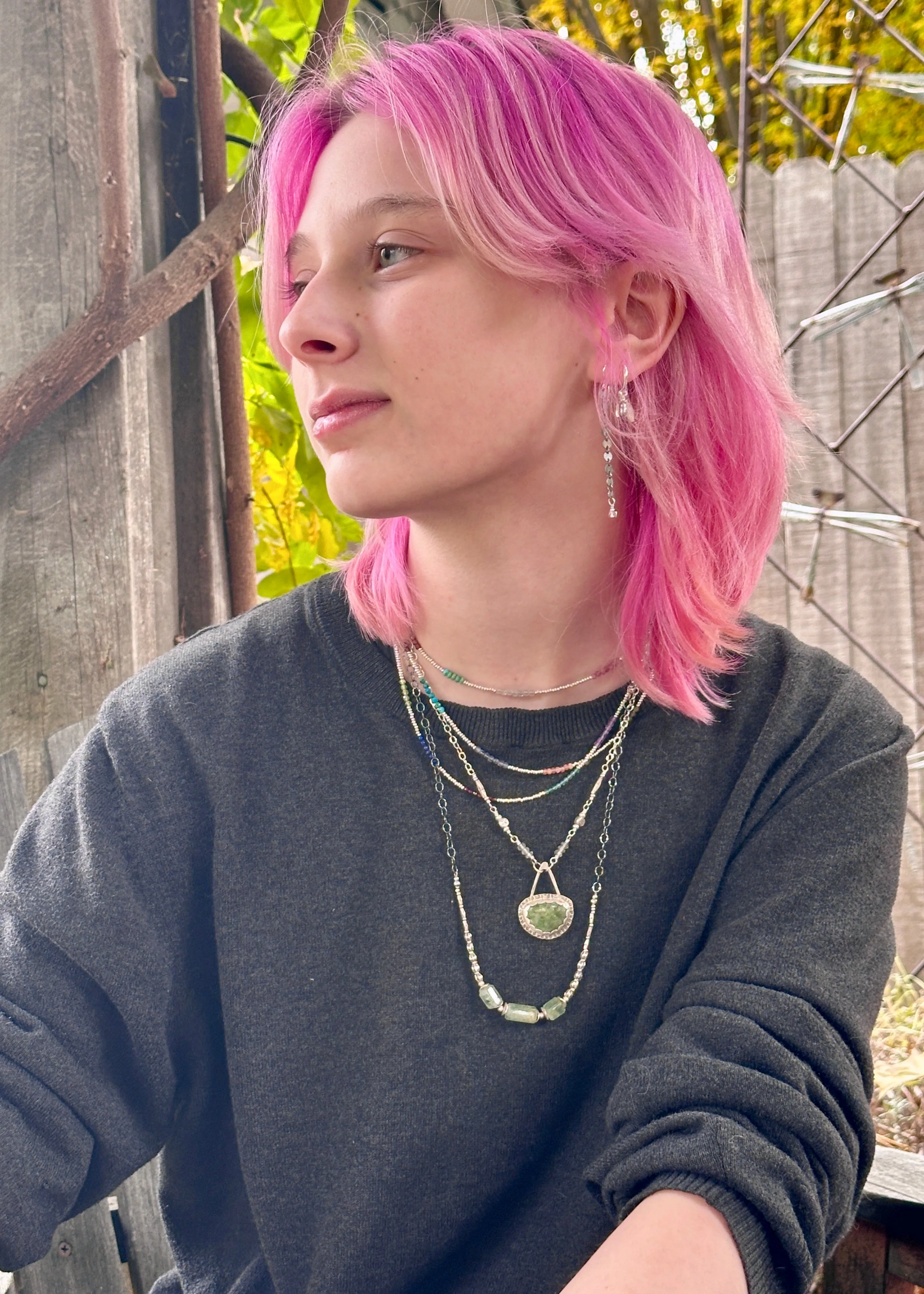 Long Gemstone Wrap Necklace