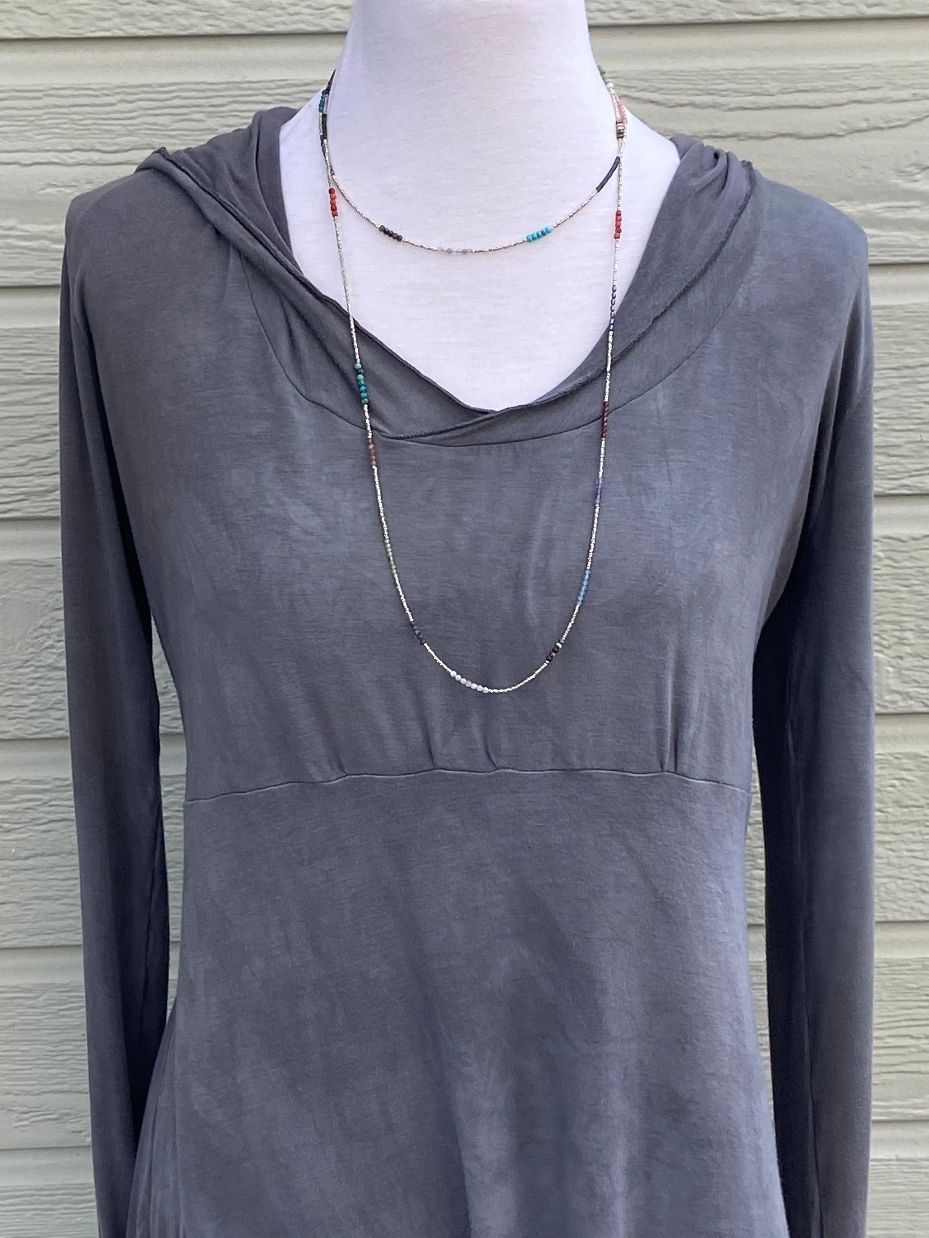 Long Gemstone Wrap Necklace