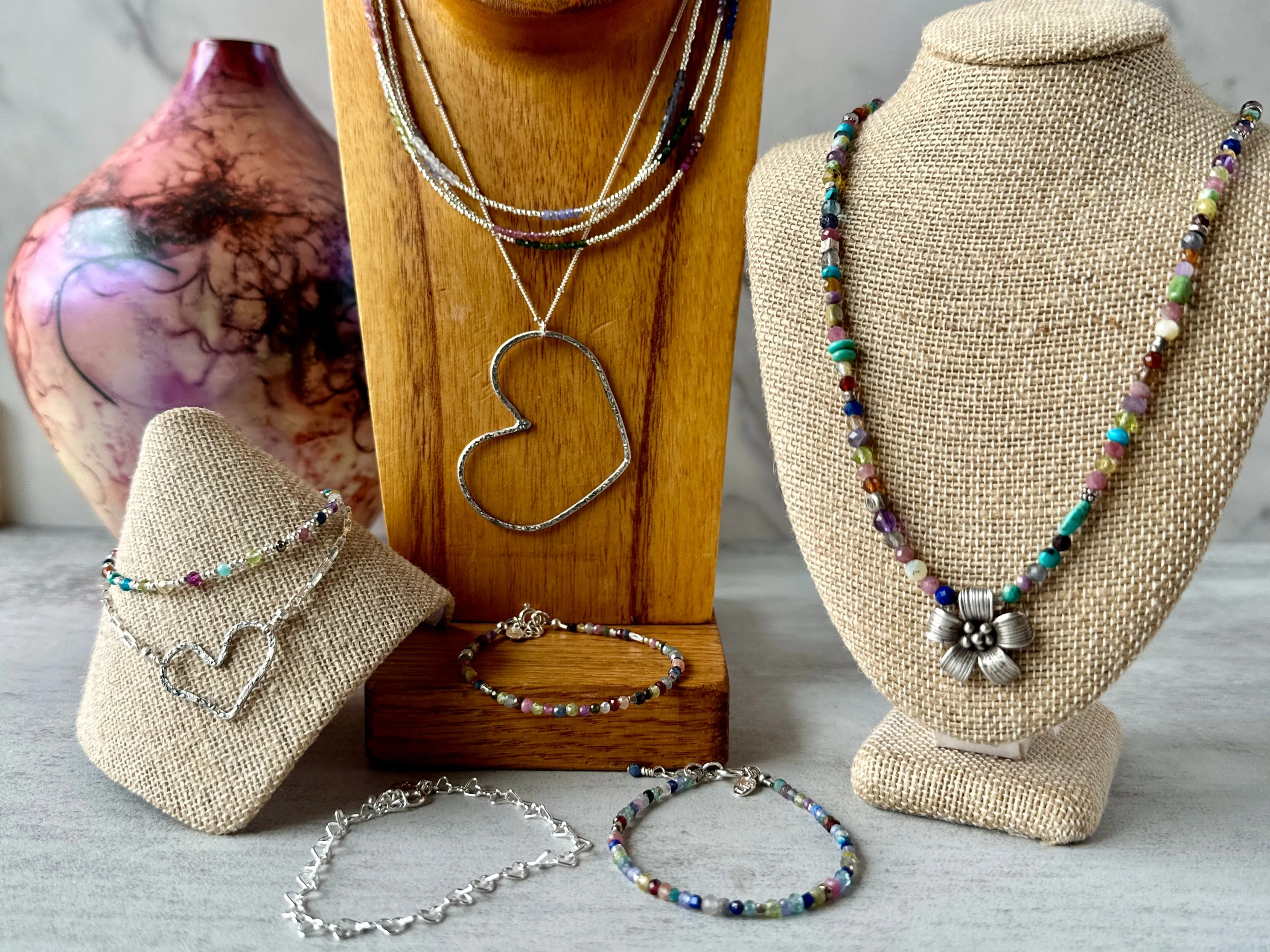Long Gemstone Wrap Necklace