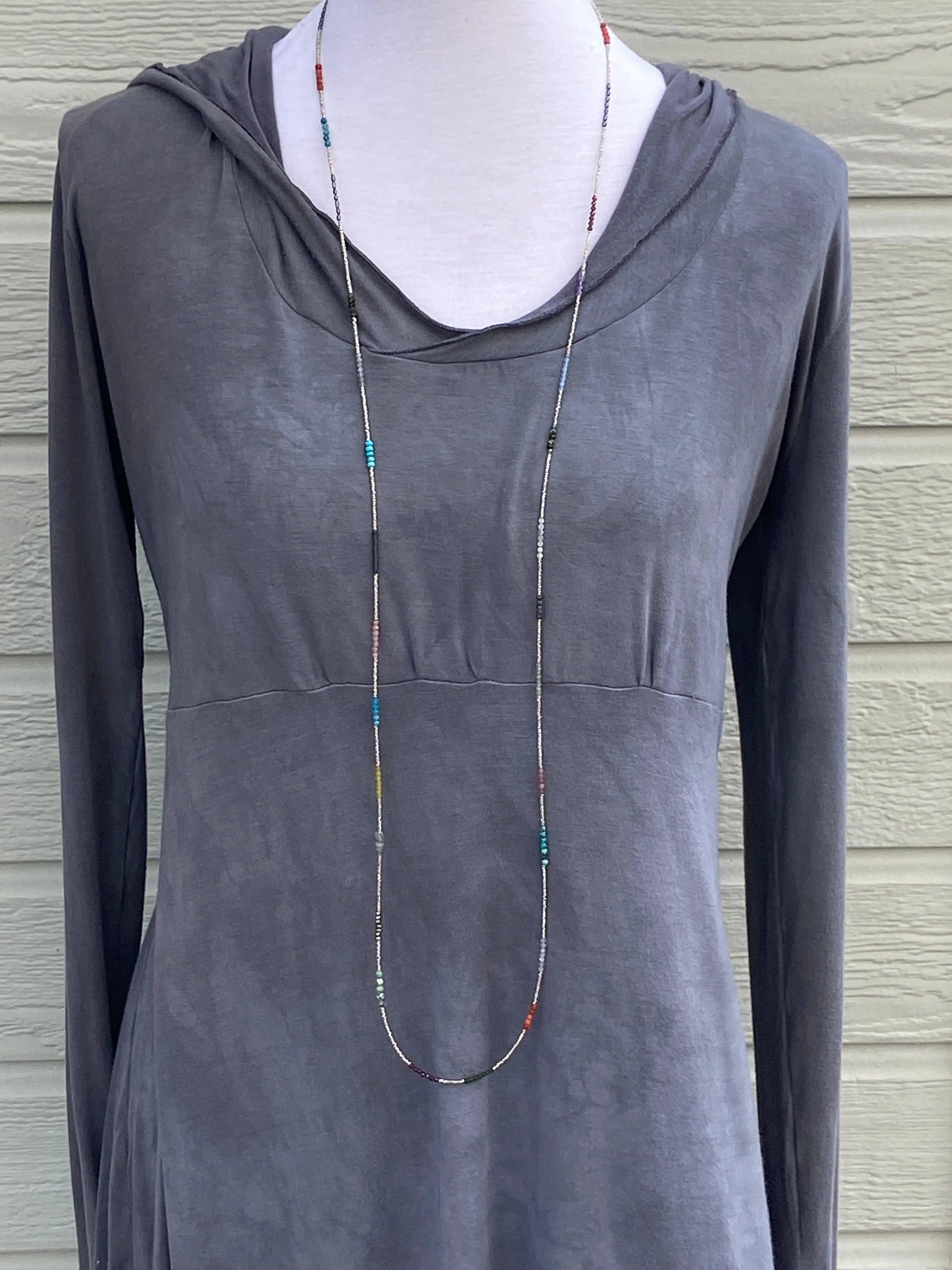 Long Gemstone Wrap Necklace