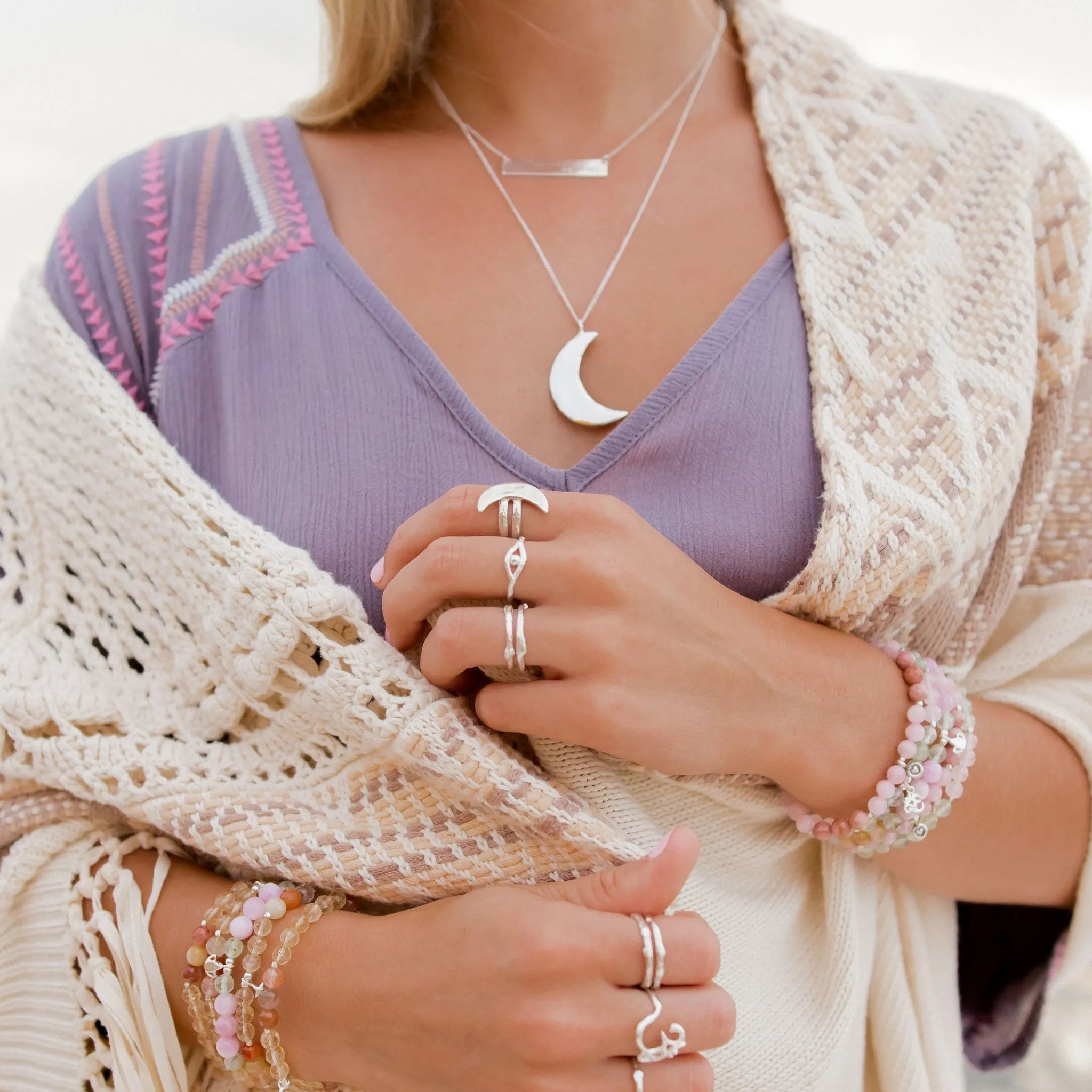 Luna Crescent Moon Necklace | Large | Sterling