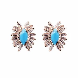 LYDIA EVIL EYE TURQUOISE BAGUETTE ROSE GOLD STUDS