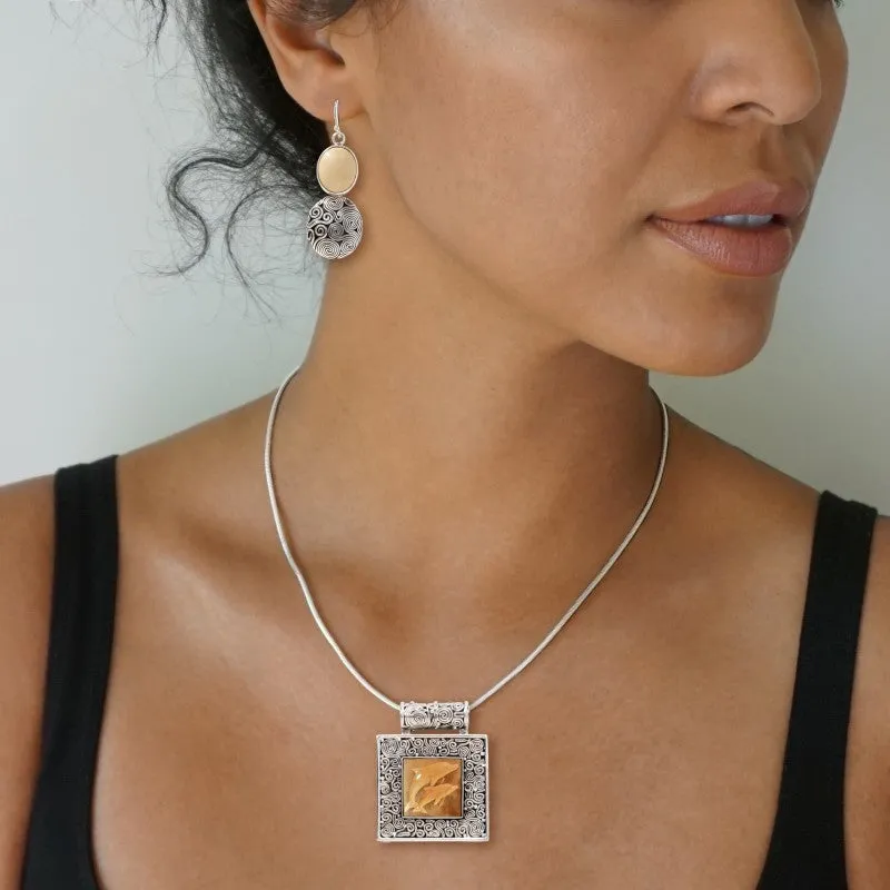 MAMMOTH IVORY TUSK DOLPHIN LOCKET, HANDMADE SILVER - DOLPHIN PLAY