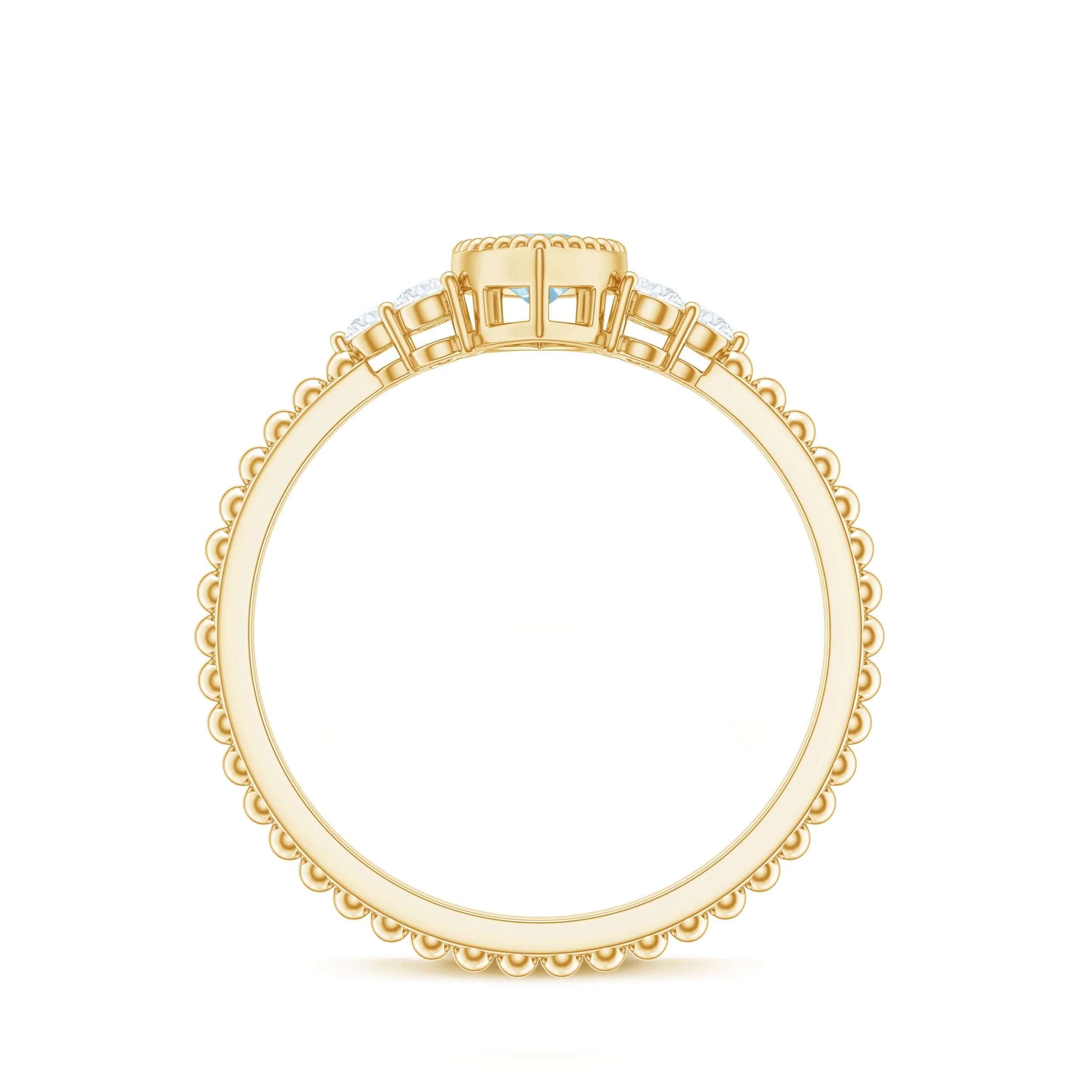 Marquise Cut Aquamarine Solitaire Promise Ring with Diamond Trio
