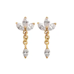 Marquise Flower Dangle Diamond Earrings with Chain ♥ Romi