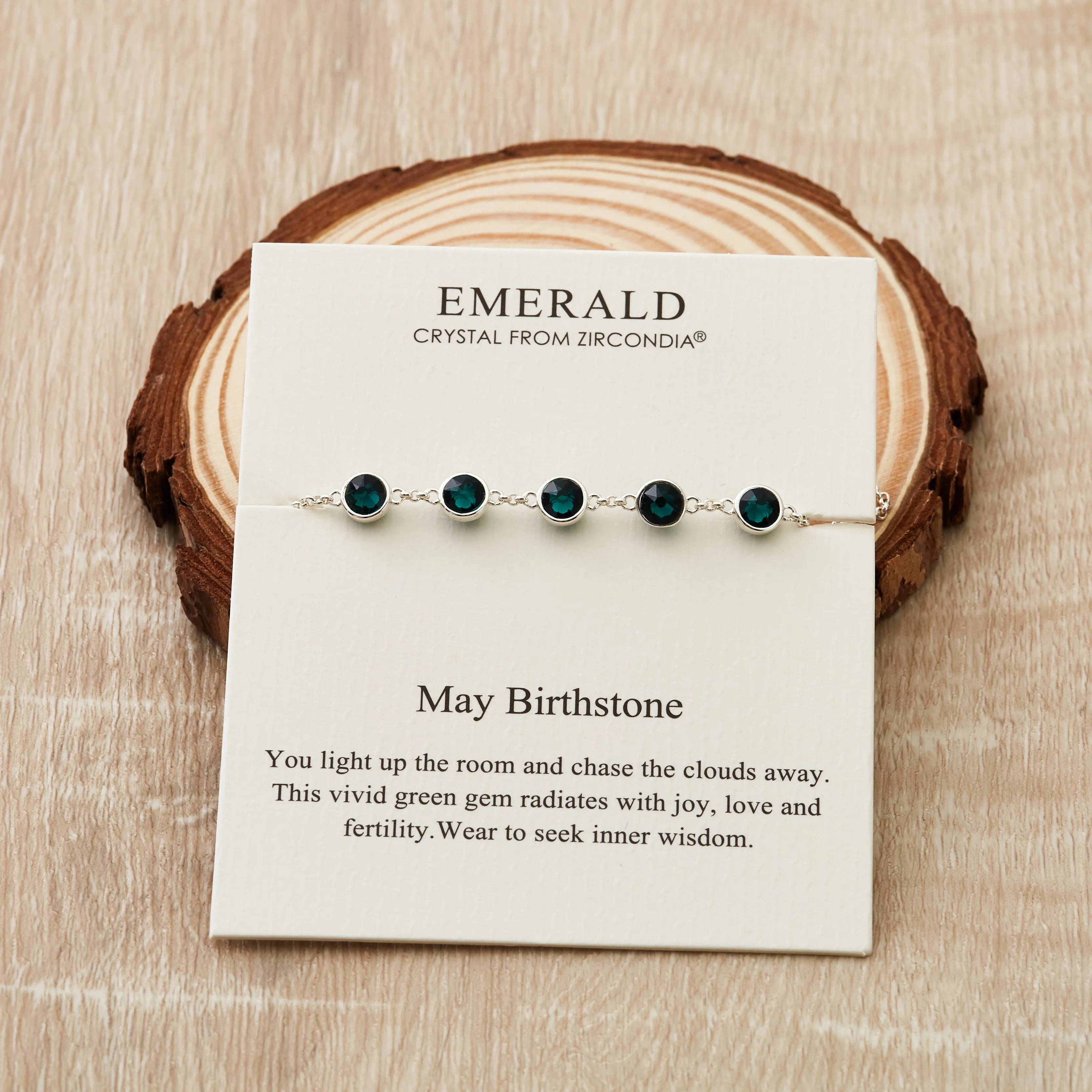 May Birthstone Bracelet Created with Emerald Zircondia® Crystals