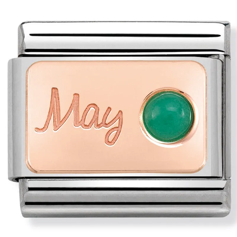 May (Emerald) Birthstone Rose Gold Charm