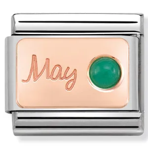 May (Emerald) Birthstone Rose Gold Charm