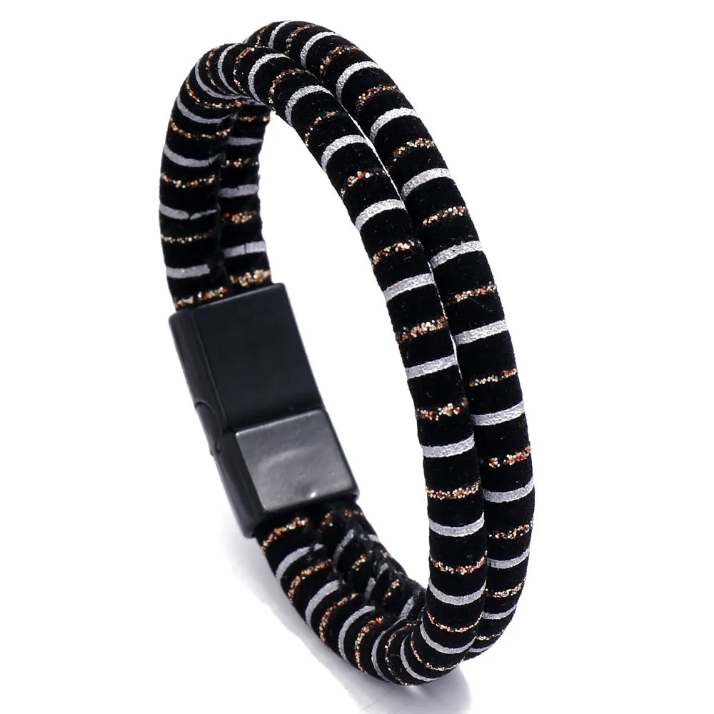 Men's Leather Jewelry Jewelry Ethnic Style Retro Alloy Magnetic Buckle Leather Bracelet