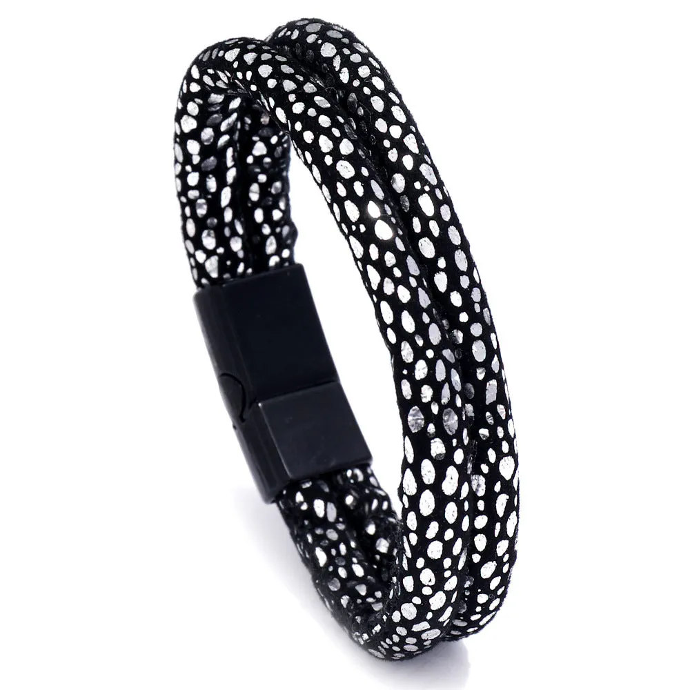 Men's Leather Jewelry Jewelry Ethnic Style Retro Alloy Magnetic Buckle Leather Bracelet