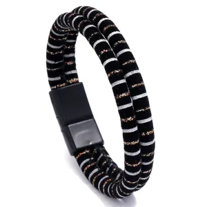 Men's Leather Jewelry Jewelry Ethnic Style Retro Alloy Magnetic Buckle Leather Bracelet