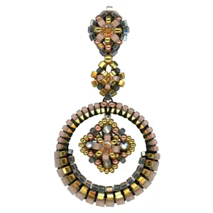 MIGUEL ASES FLORAL CENTER  HOOP  DROP EARRINGS