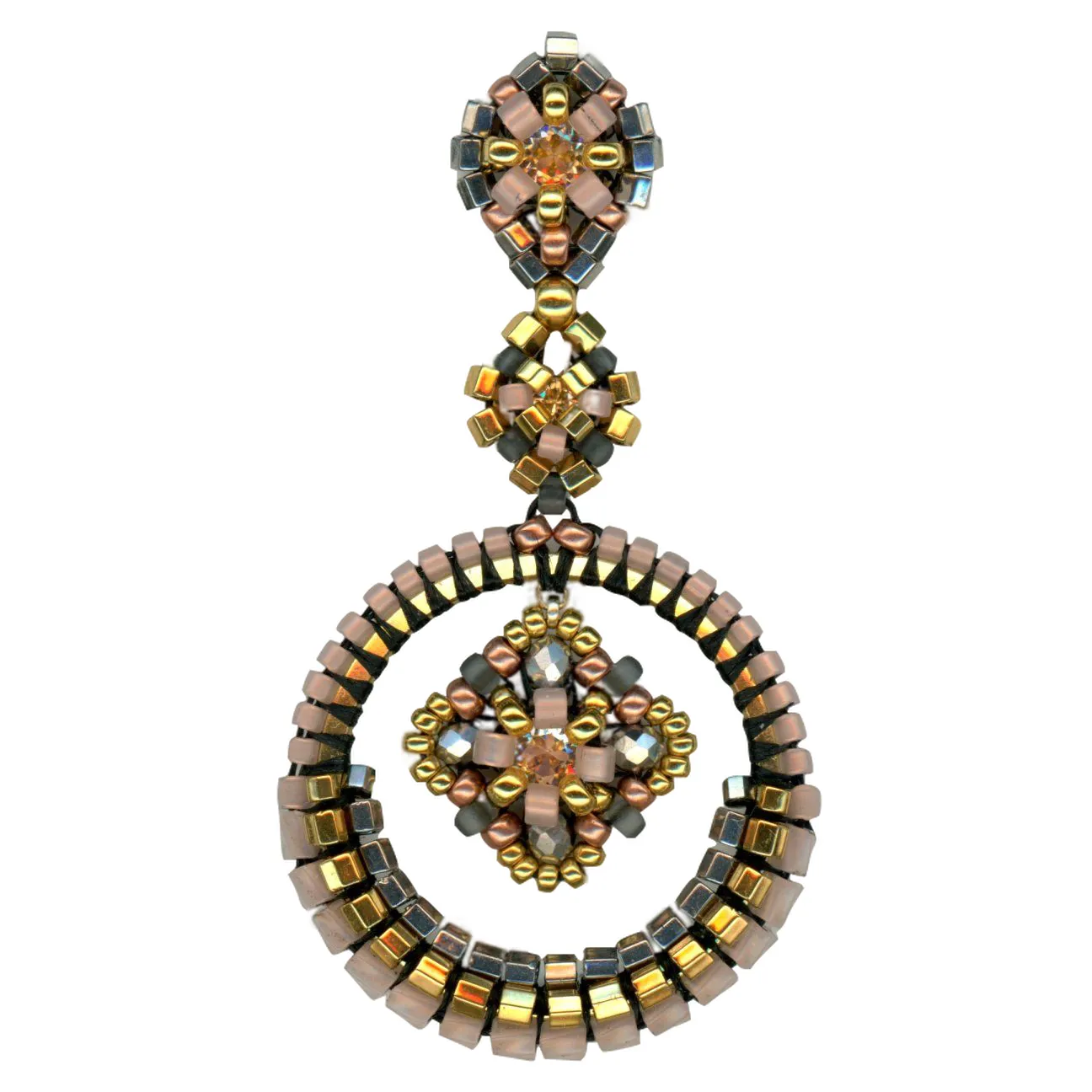MIGUEL ASES FLORAL CENTER  HOOP  DROP EARRINGS