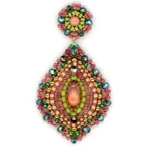 MIGUEL ASES PINK CORAL MULTI DIAMOND SHAPE EARRING