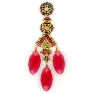 MIGUEL ASES TUTTI FRUITTI TEARDROP CHANDELIER EARRINGS
