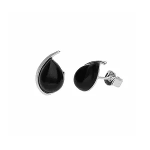 MILENA stud earrings Silver and Onyx Elegant