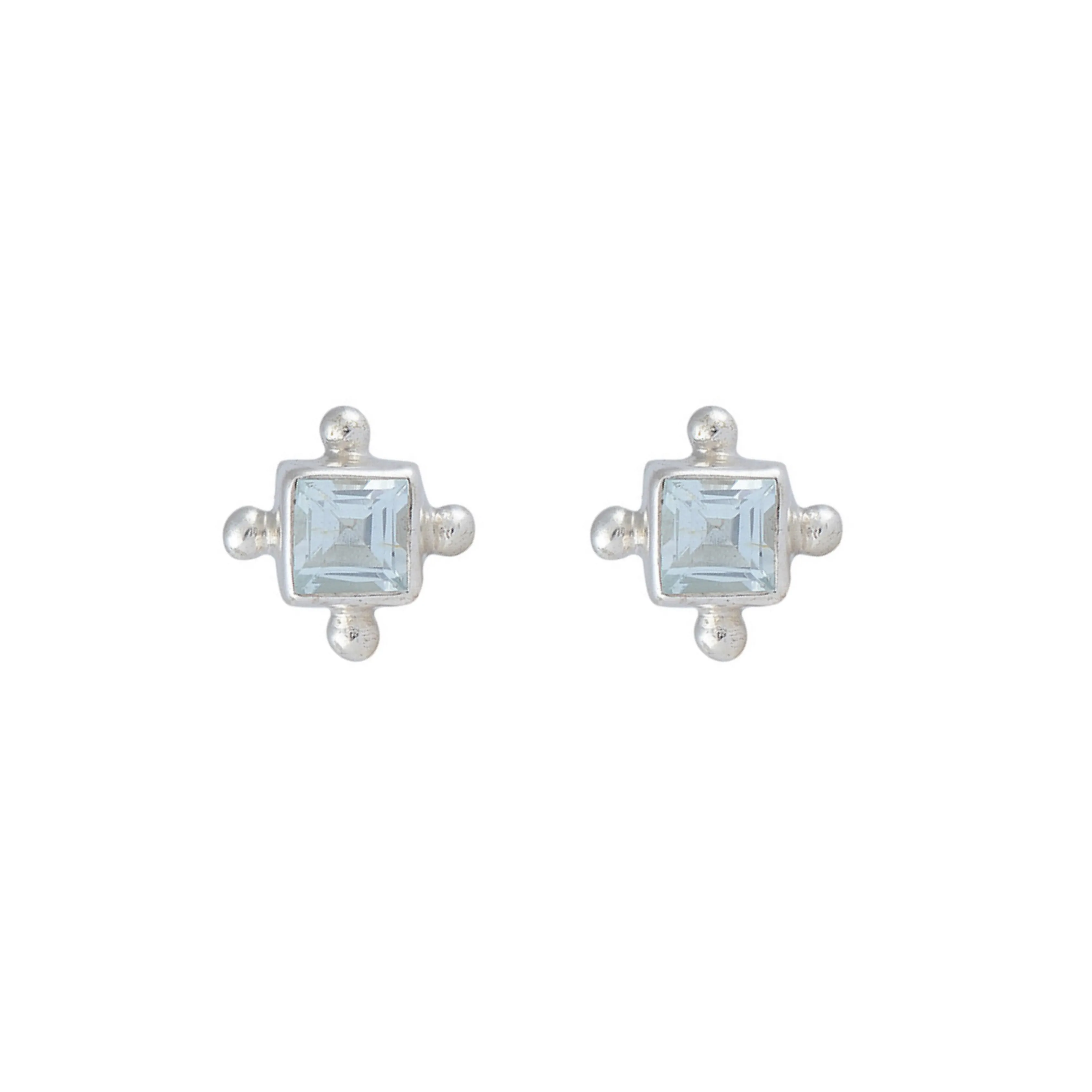 Mini Gia Blue Topaz Silver Studs