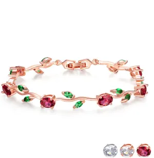 Minimalistic red fruit green leaves student bracelet female fashion girlfriends bracelet