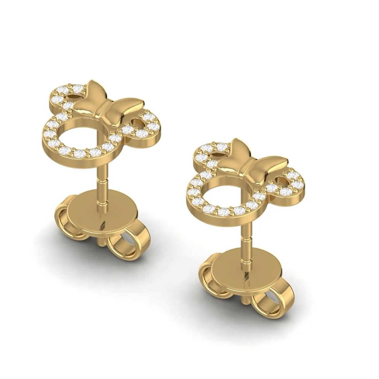 Minnie Natural Diamond Stud Earrings in 18K Gold
