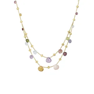 Mixed Gemstone Graduated Two Strand Necklace